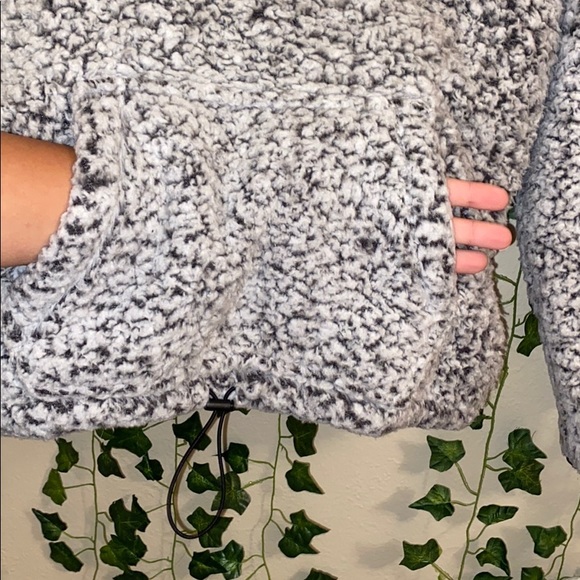 Grey and black fuzzy sweatshirt from PINK! - Picture 2 of 4